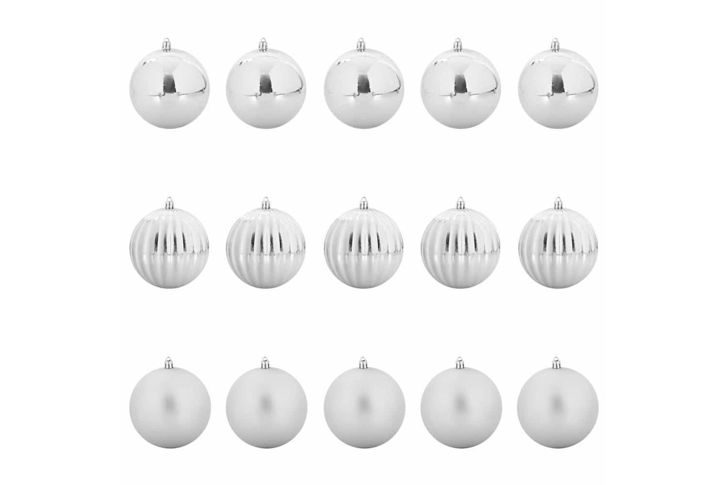 Vidaxl Christmas Bauble Set 15 Pcs Silver