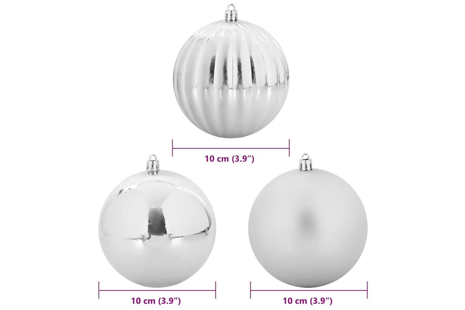 Vidaxl Christmas Bauble Set 15 Pcs Silver-5