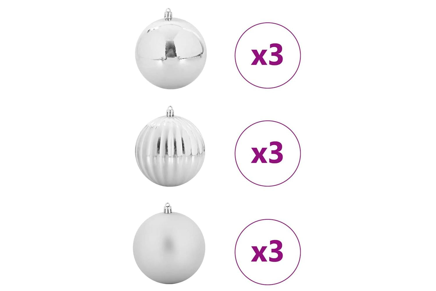 Vidaxl Christmas Bauble Set 9 Pcs Silver-3