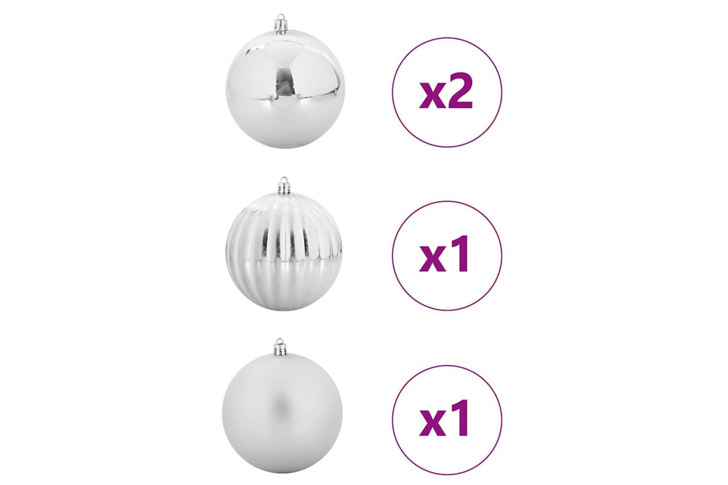 Vidaxl Christmas Bauble Set 4 Pcs Silver-3