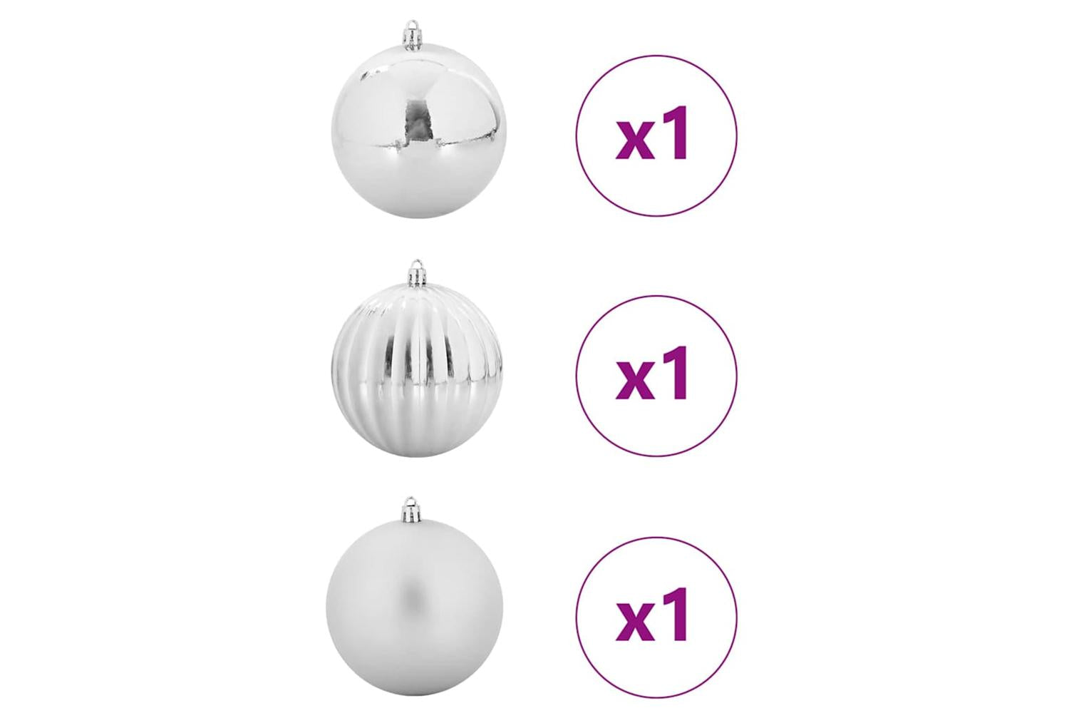 Vidaxl Christmas Bauble Set 3 Pcs Silver-3