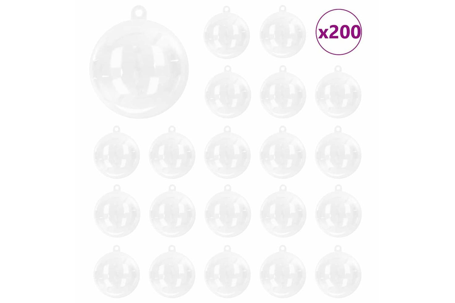Vidaxl Christmas Bauble Set 200 Pcs Transparent 5 Cm