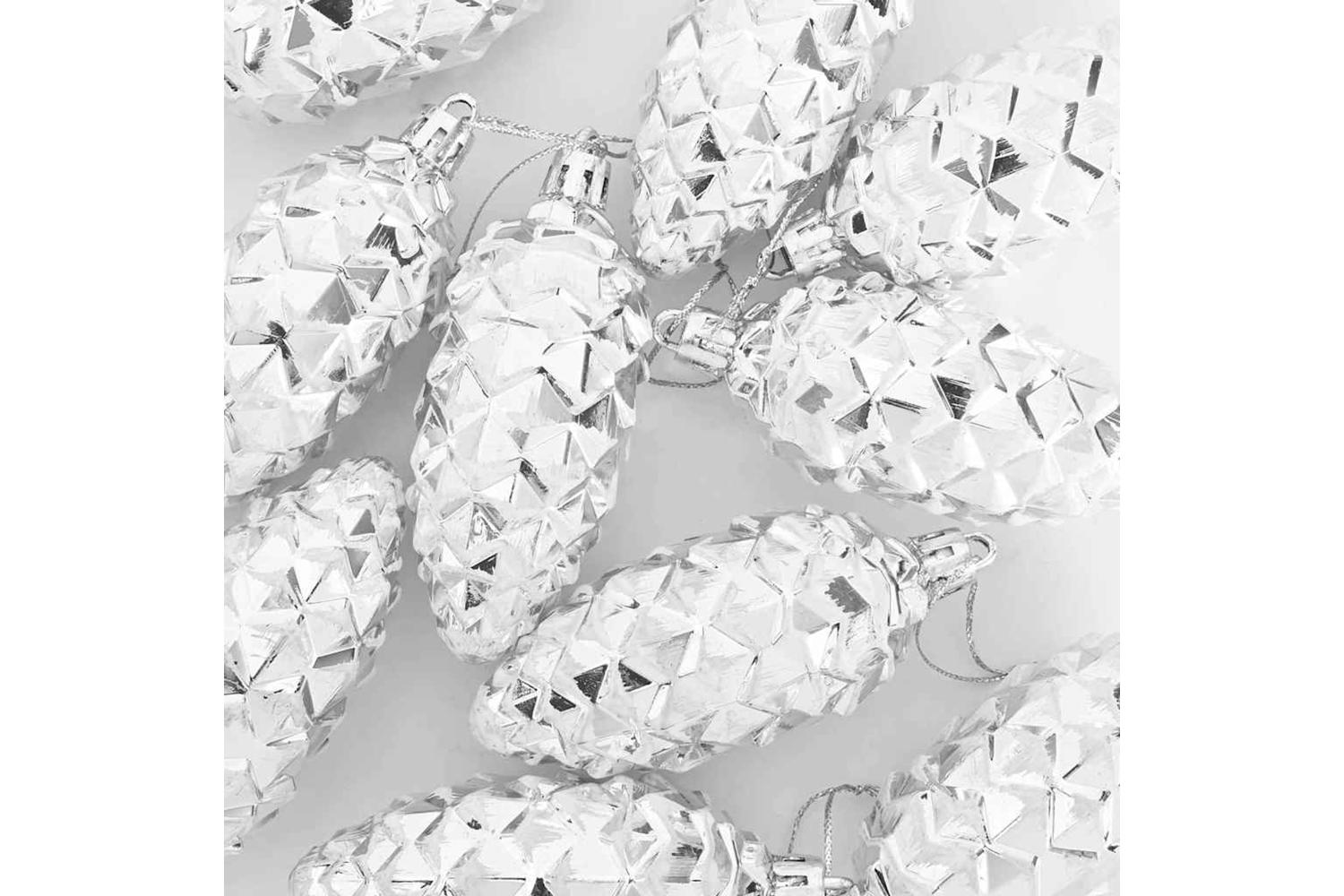 Vidaxl Christmas Pine Cone Ball 40 Pcs Silver-5