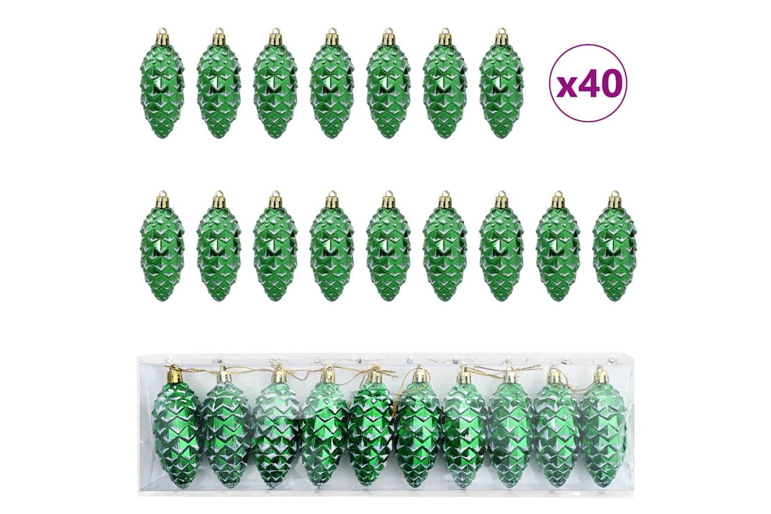 Vidaxl Christmas Pine Cone Ball 40 Pcs Green