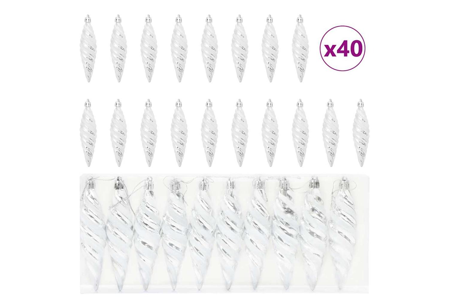 Vidaxl Christmas Spiral Shape Ball 40 Pcs Silver-2