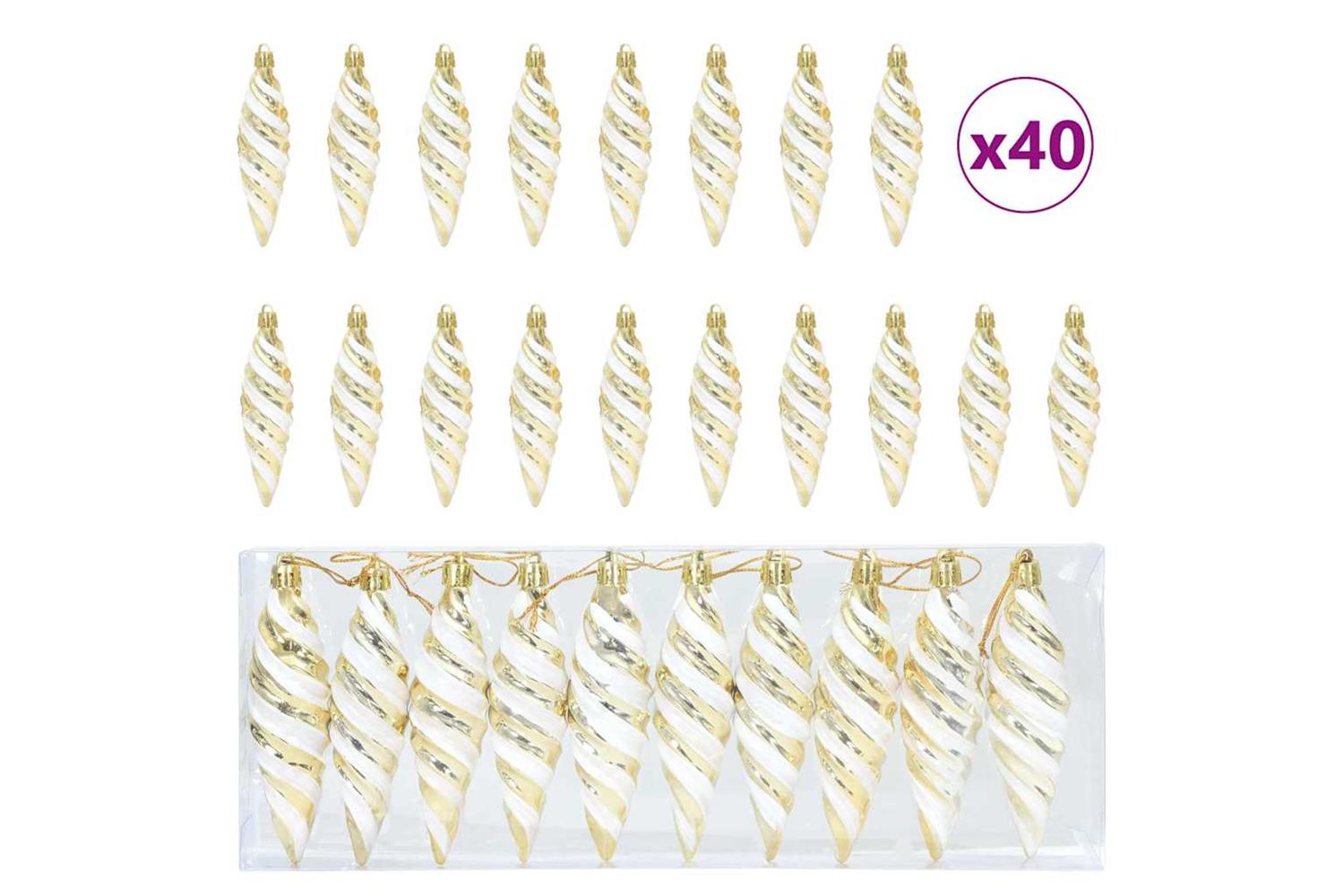 Vidaxl Christmas Spiral Shape Ball 40 Pcs Gold-2