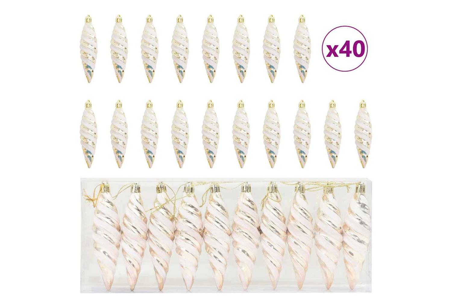 Vidaxl Christmas Spiral Shape Ball 40 Pcs Champagne-2