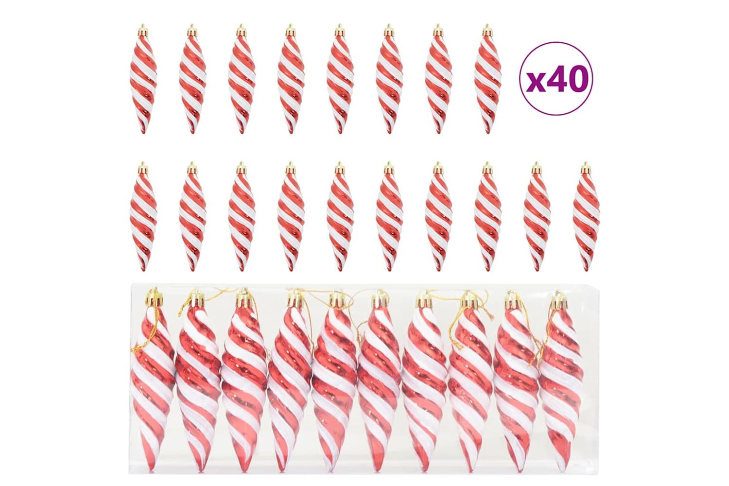Vidaxl Christmas Spiral Shape Ball 40 Pcs Red-2