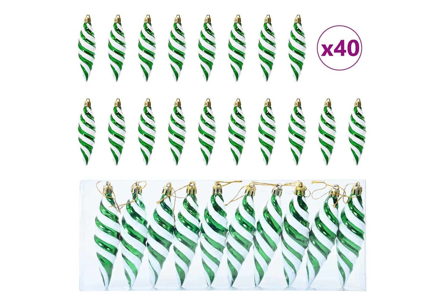 Vidaxl Christmas Spiral Shape Ball 40 Pcs Green