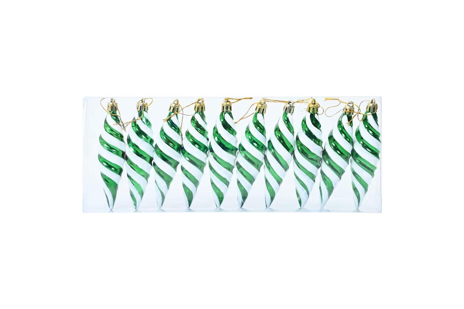 Vidaxl Christmas Spiral Shape Ball 40 Pcs Green-3