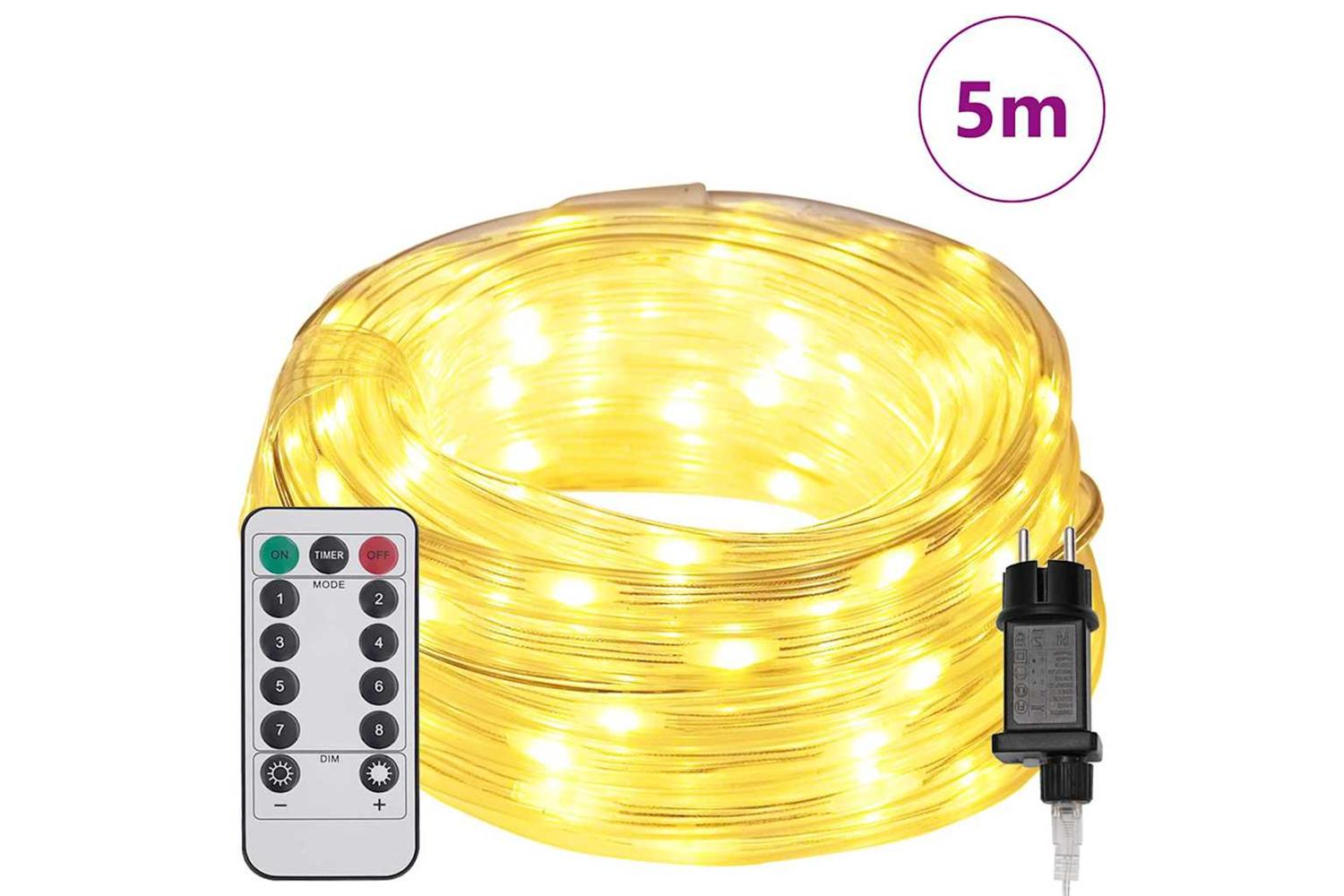 Vidaxl Rope Light With 120 Leds Warm White 5 M Pvc-3