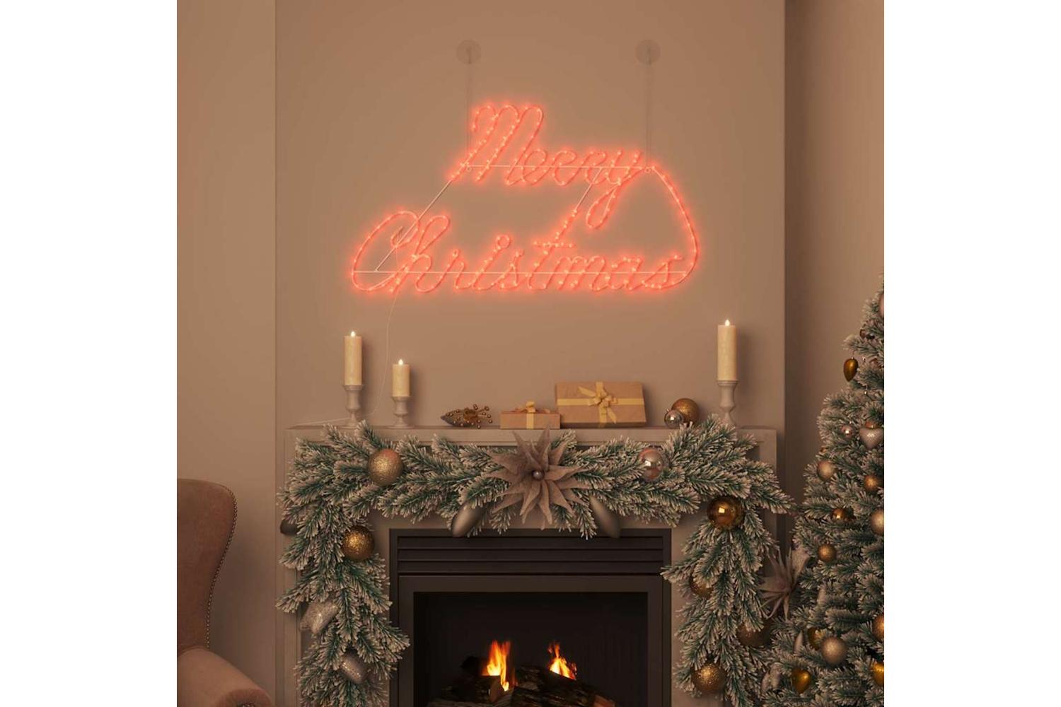 Vidaxl Christmas Sign With 216 Leds Red 99 X 55 X 13 Cm Iron-3