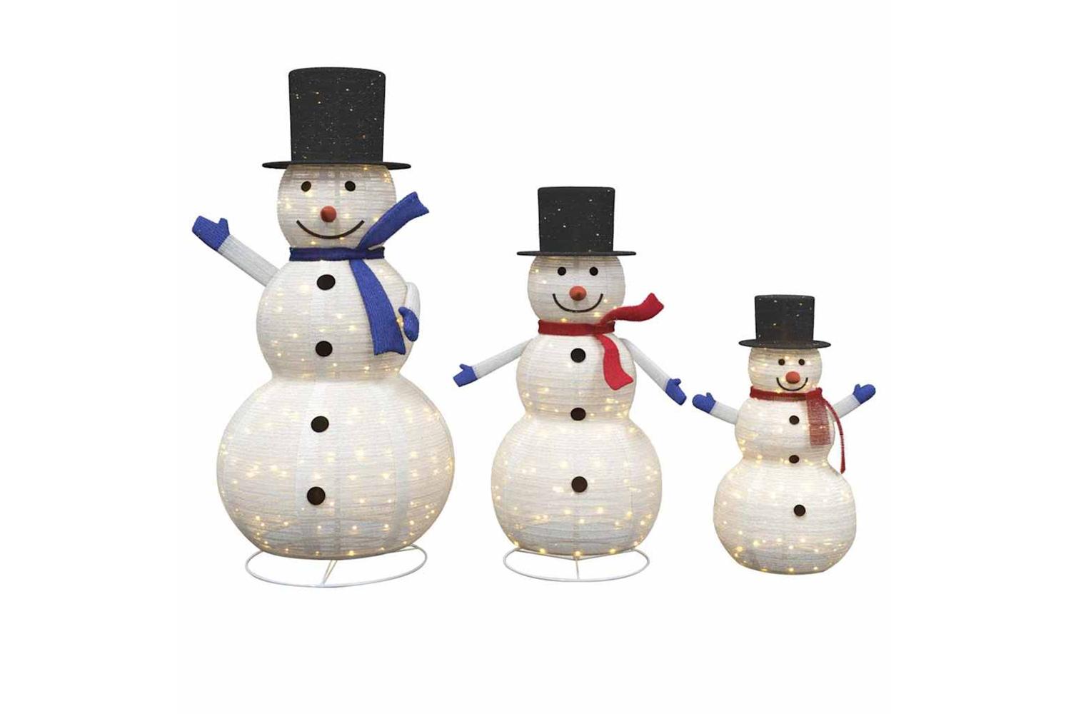 Vidaxl Christmas Snowman Family 3 Pcs Warm White 81 X 60 X 125 Cm-2