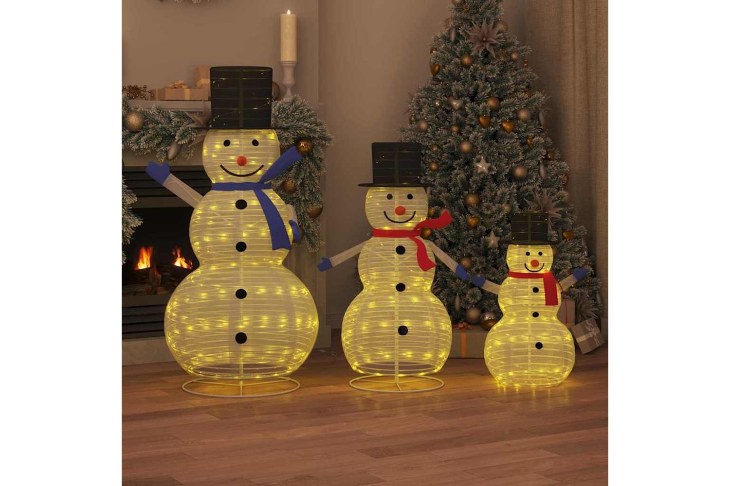 Vidaxl Christmas Snowman Family 3 Pcs Warm White 81 X 60 X 125 Cm-3