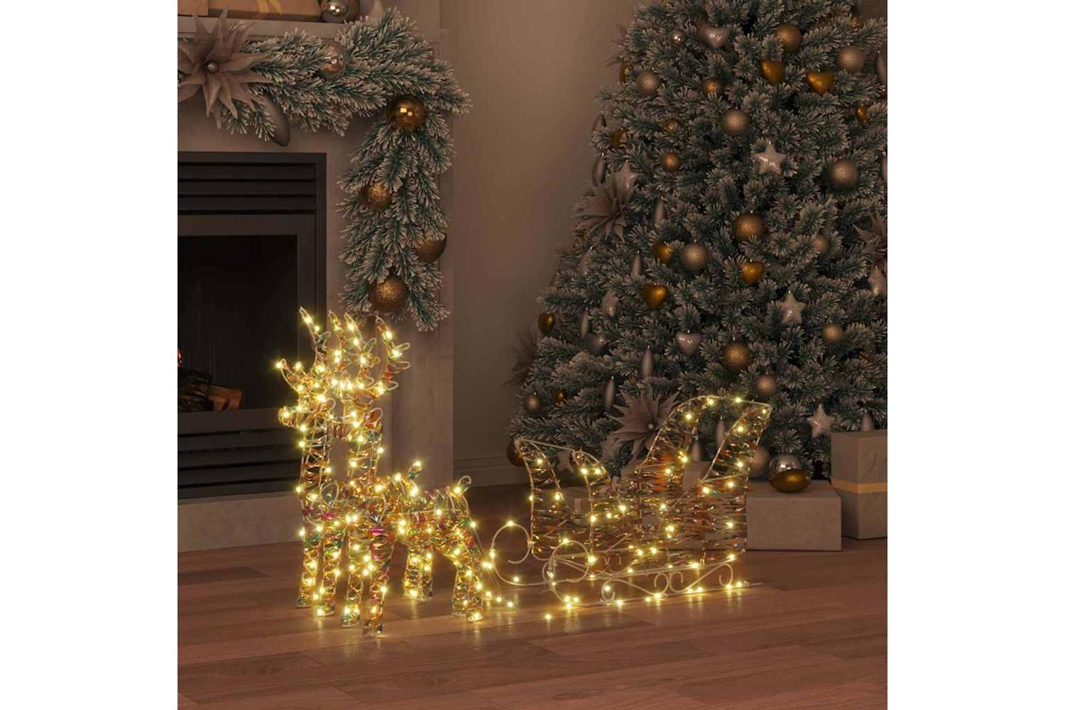 Vidaxl Reindeer Pull Sleigh Warm White 30 X 12 X 545 Cm Pet-3