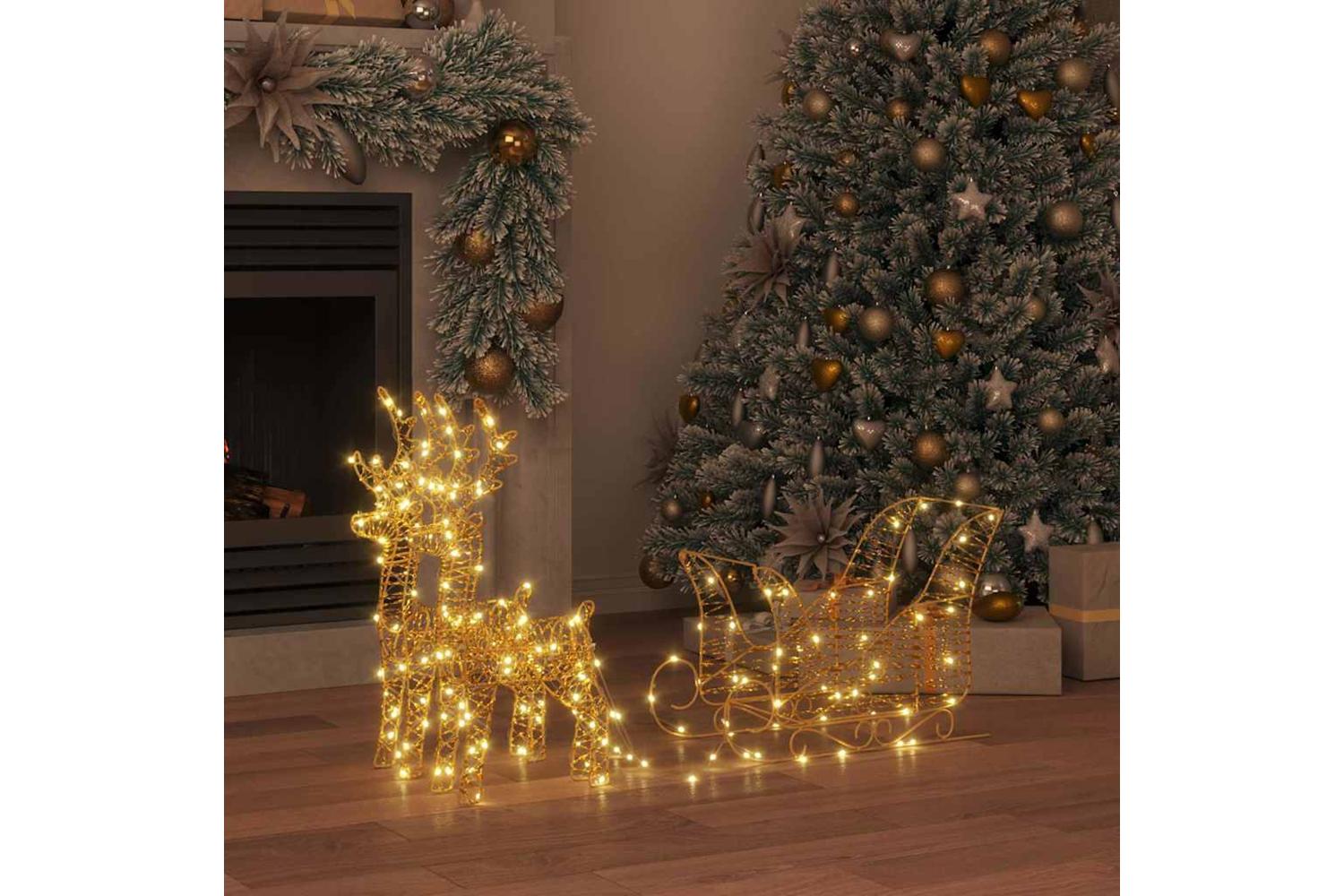 Vidaxl Reindeer Pull Sleigh Warm White 30 X 12 X 55 Cm Pet-3