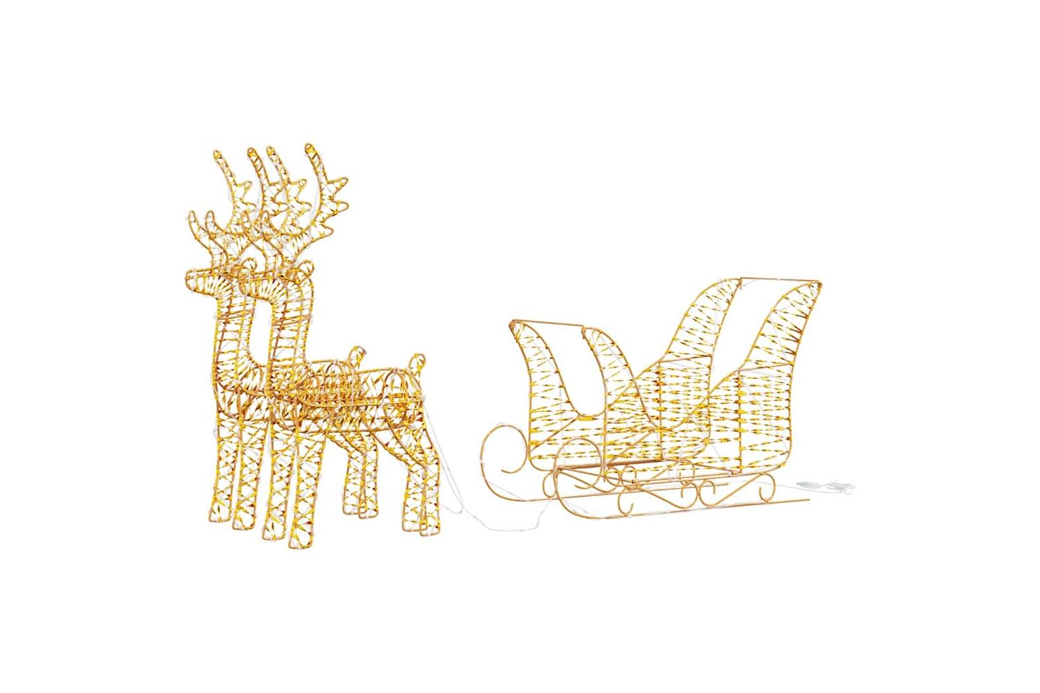 Vidaxl Reindeer Pull Sleigh Warm White 30 X 12 X 55 Cm Pet-4