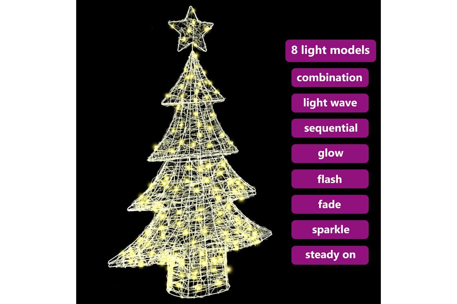 Vidaxl Christmas Tree With 100 Leds Warm White 120 Cm Acrylic-7