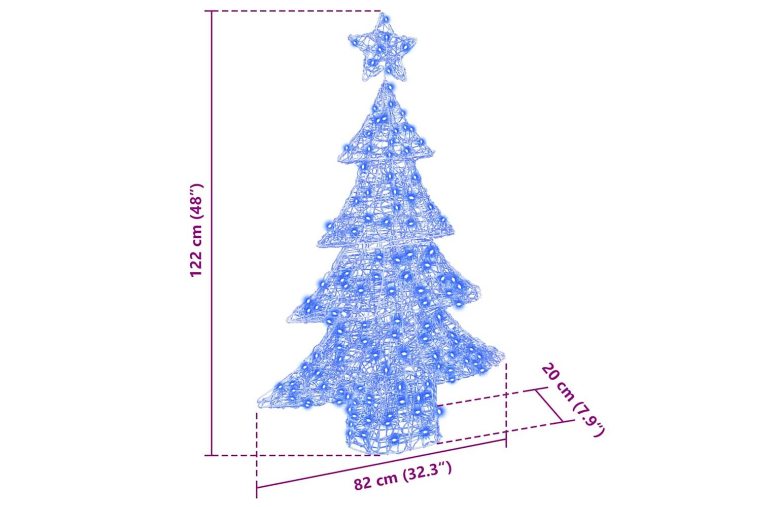 Vidaxl Christmas Tree With 100 Leds Blue 120 Cm Acrylic-8