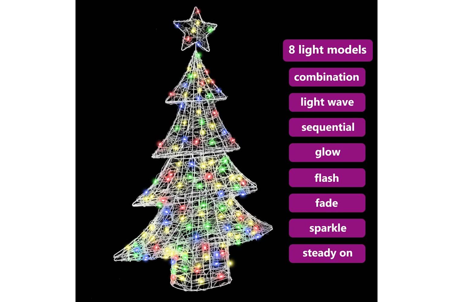 Vidaxl Christmas Tree With 100 Leds Multicolour 120 Cm Acrylic-7