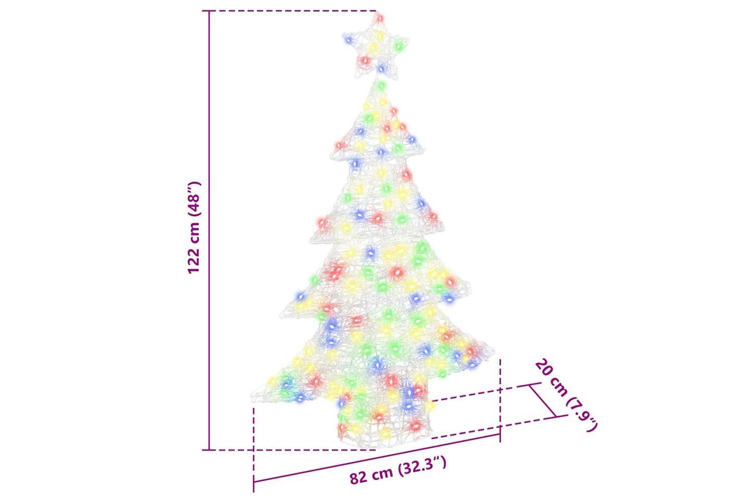 Vidaxl Christmas Tree With 100 Leds Multicolour 120 Cm Acrylic-8