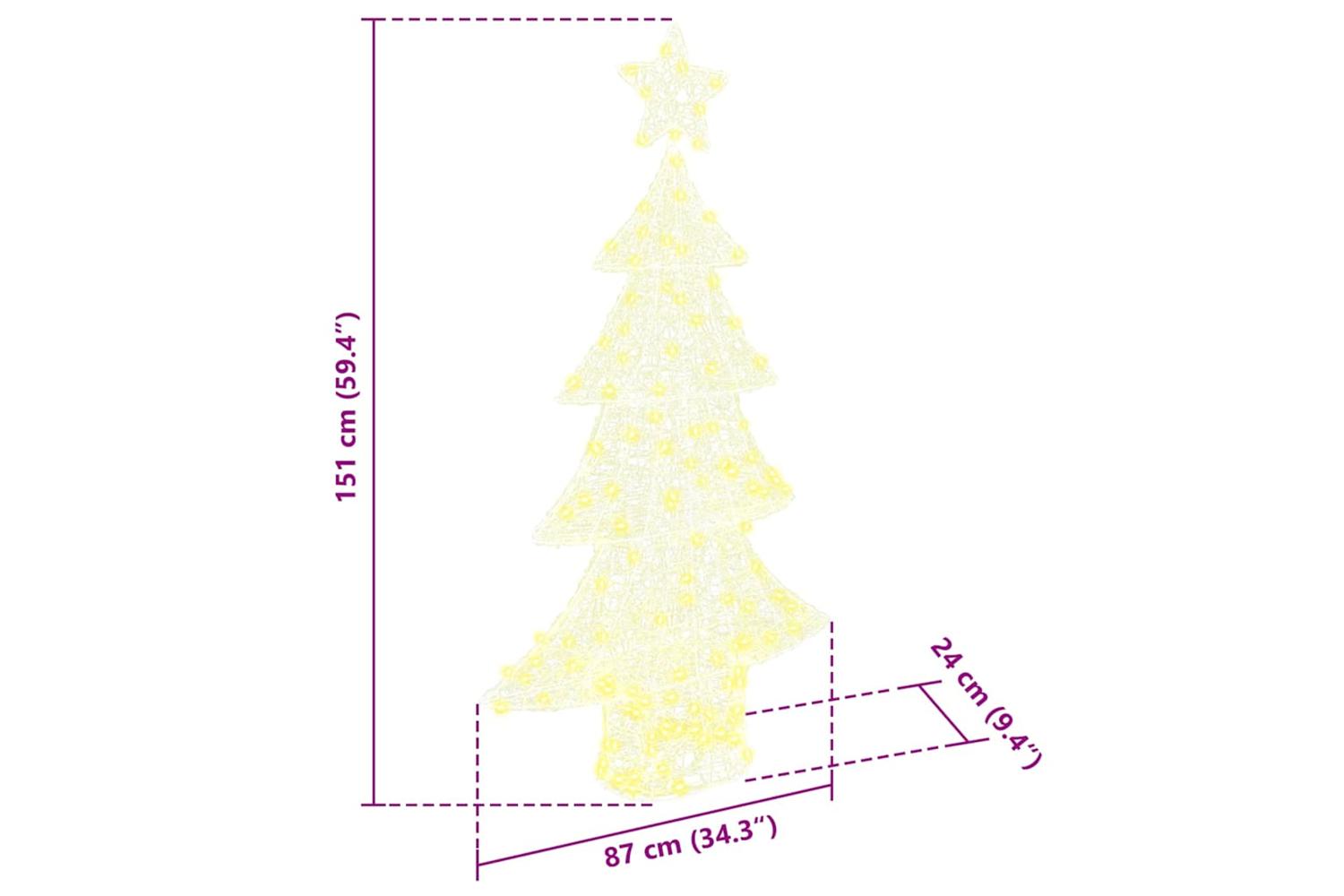 Vidaxl Christmas Tree With 160 Leds Warm White 150 Cm Acrylic-8