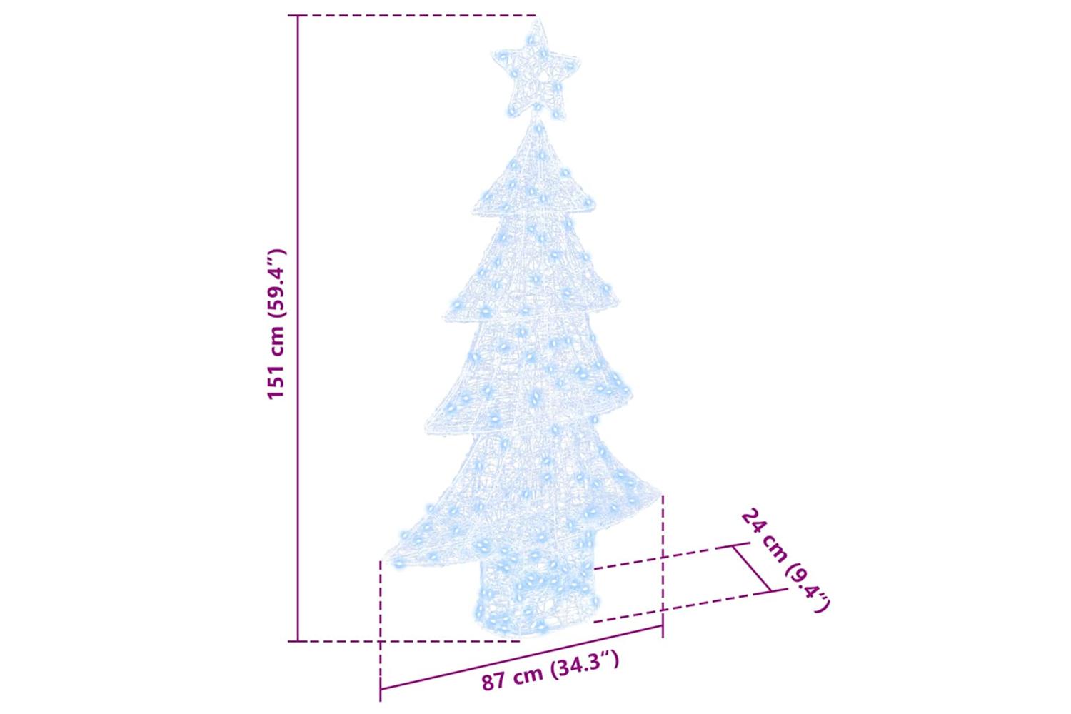 Vidaxl Christmas Tree With 160 Leds Cold White 150 Cm Acrylic-8