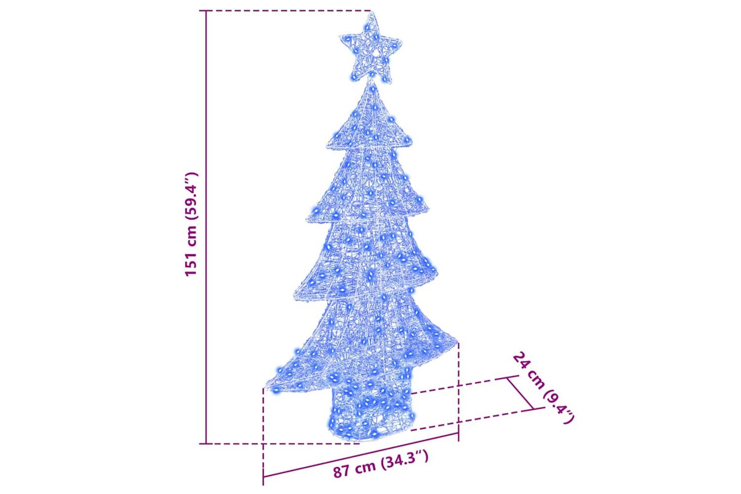 Vidaxl Christmas Tree With 160 Leds Blue 150 Cm Acrylic-8