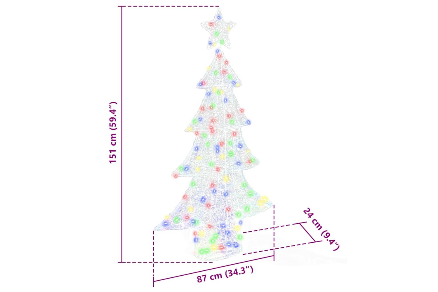Vidaxl Christmas Tree With 160 Leds Multicolour 150 Cm Acrylic-8