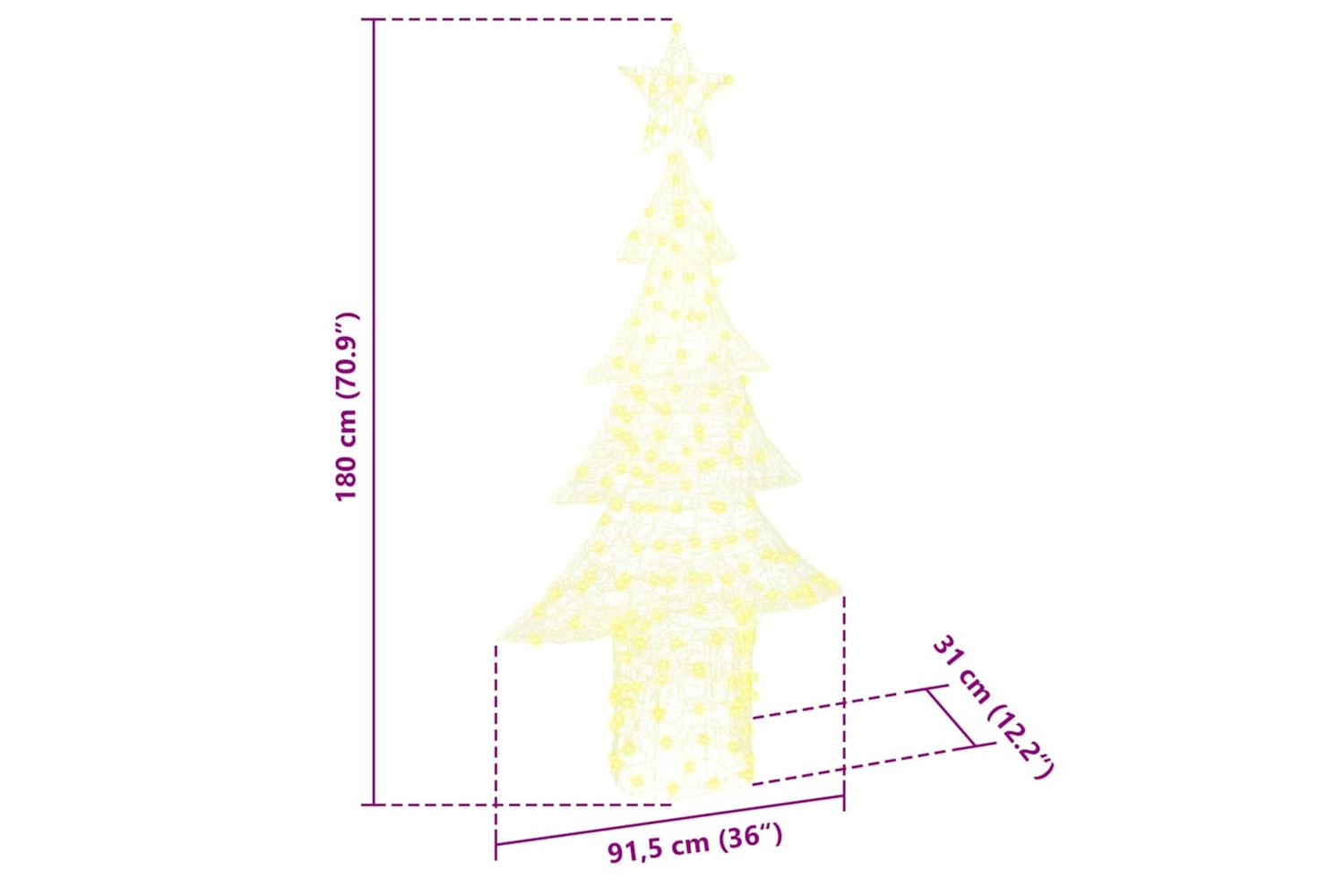 Vidaxl Christmas Tree With 240 Leds Warm White 180 Cm Acrylic-8