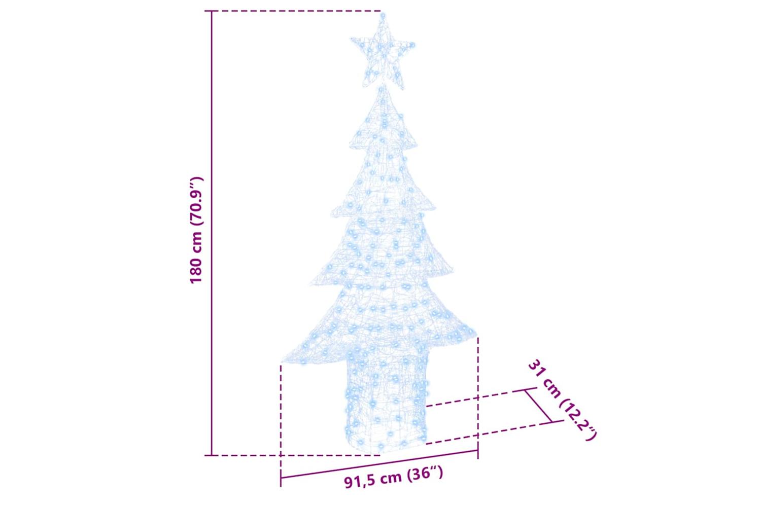 Vidaxl Christmas Tree With 240 Leds Cold White 180 Cm Acrylic-8