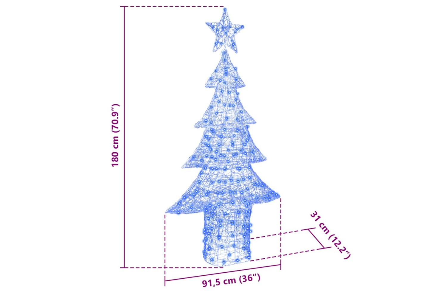 Vidaxl Christmas Tree With 240 Leds Blue 180 Cm Acrylic-8
