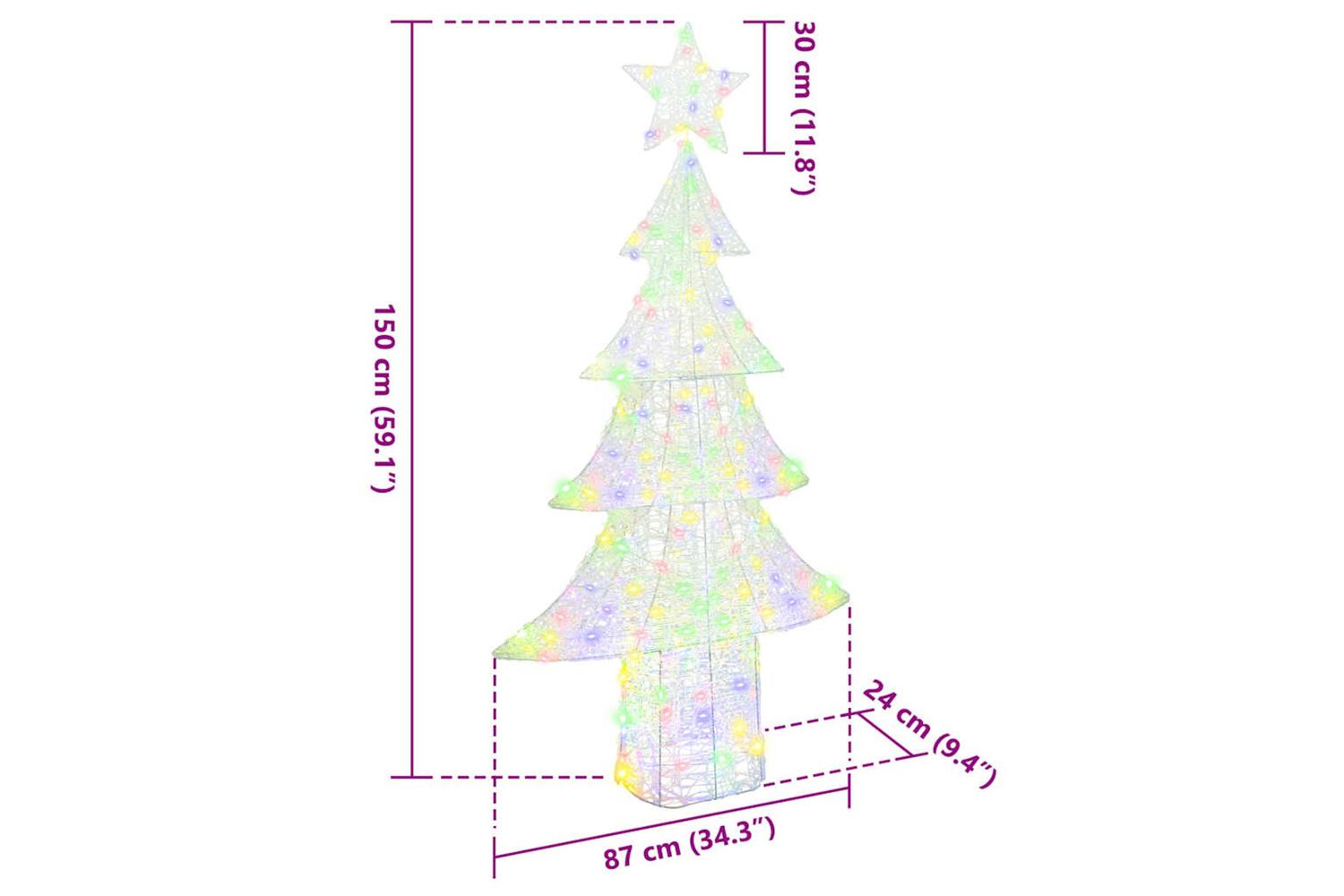 Vidaxl Christmas Tree With 240 Leds Multicolour 180 Cm Acrylic-8