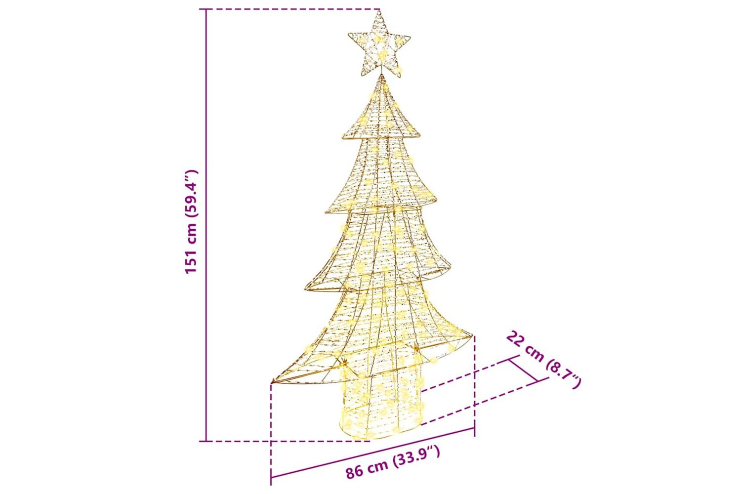 Vidaxl Christmas Tree With 160 Leds Warm White 150 Cm Pet-8