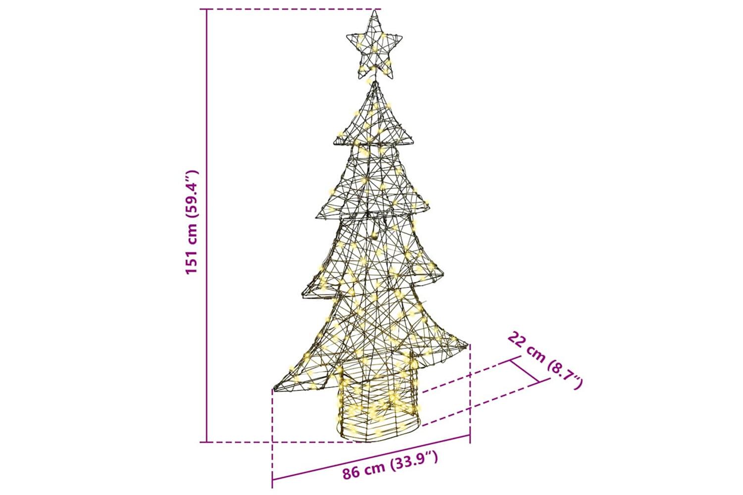 Vidaxl Christmas Tree With 160 Leds Warm White 150 Cm Rattan-8
