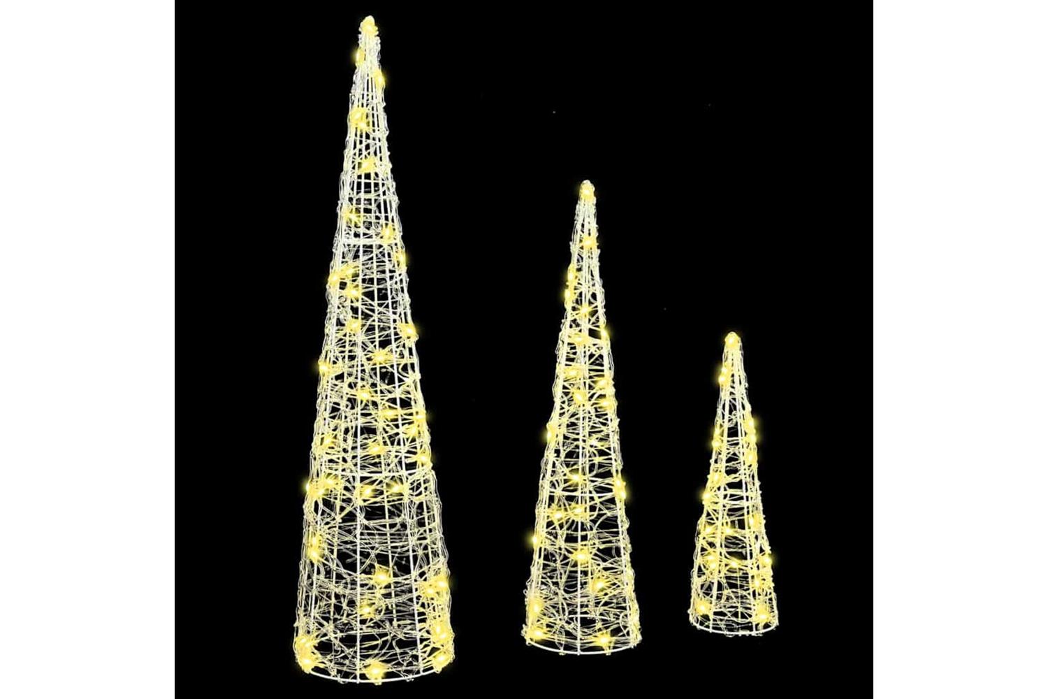 Vidaxl Christmas Tree 3 Pcs Warm White 20 X 20 X 80 Cm Acrylic-2