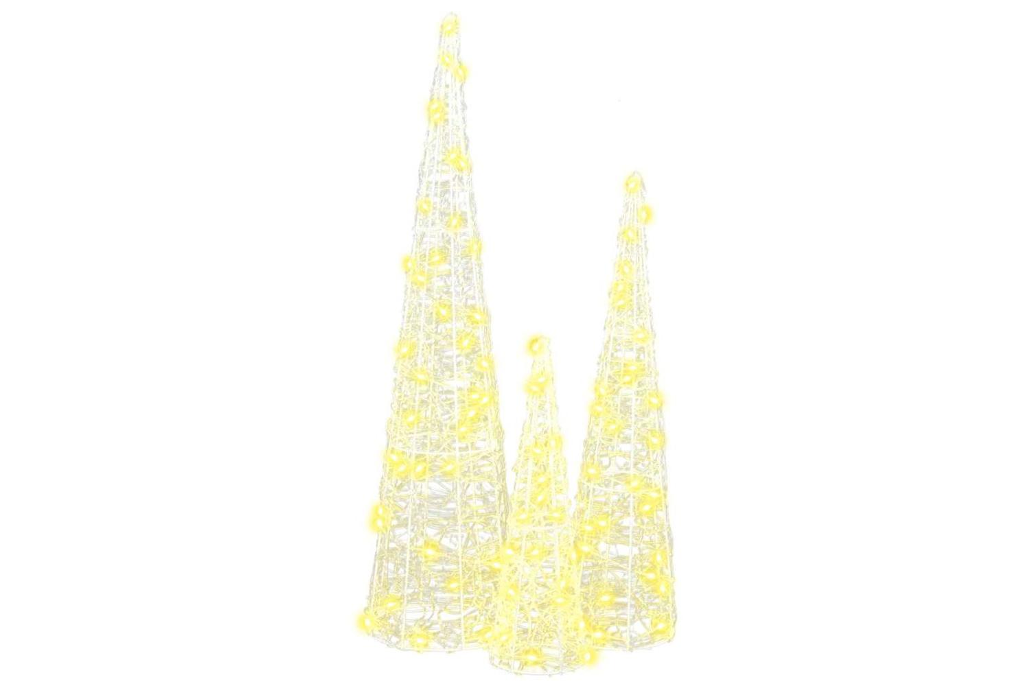 Vidaxl Christmas Tree 3 Pcs Warm White 20 X 20 X 80 Cm Acrylic-3