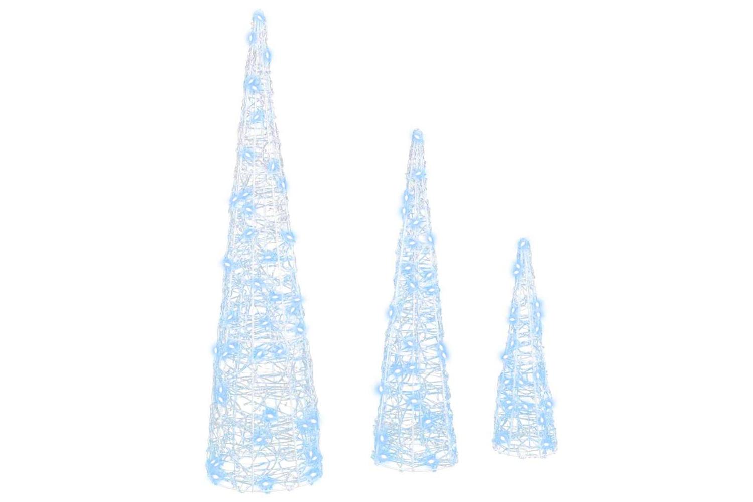 Vidaxl Christmas Tree 3 Pcs Cold White 20 X 20 X 80 Cm Acrylic