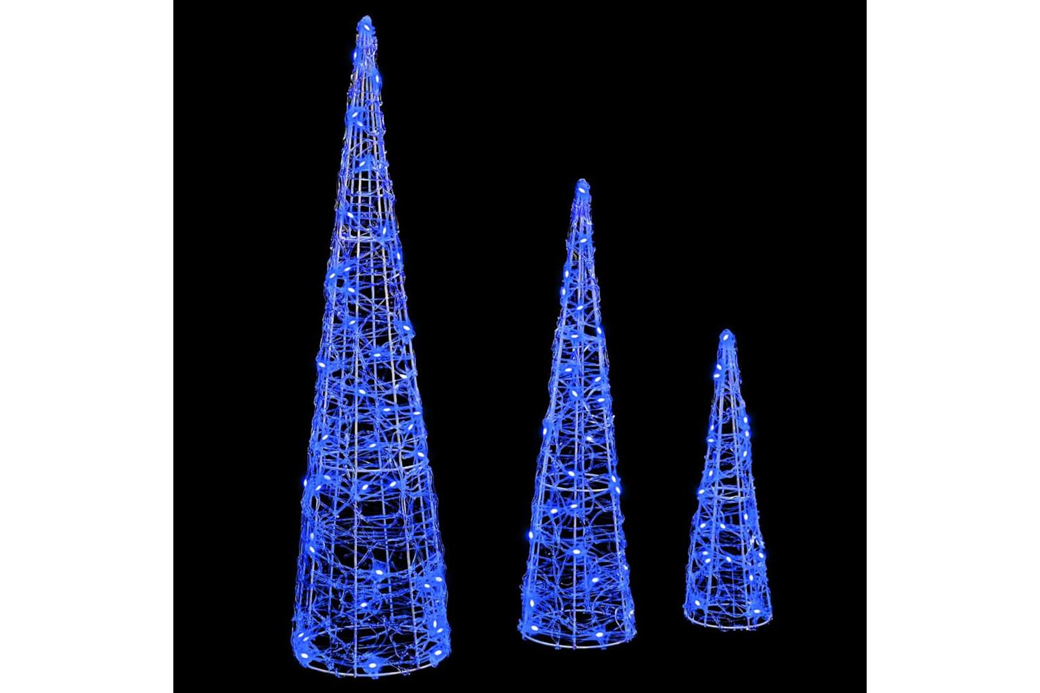 Vidaxl Christmas Tree With 90 Leds 3 Pcs Blue 20 X 20 X 80 Cm Acrylic-2