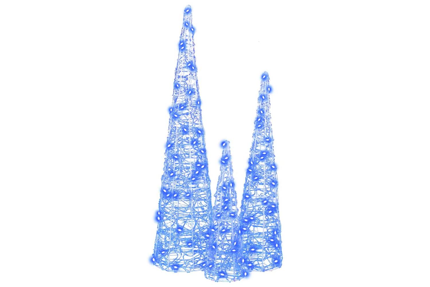 Vidaxl Christmas Tree With 90 Leds 3 Pcs Blue 20 X 20 X 80 Cm Acrylic-3