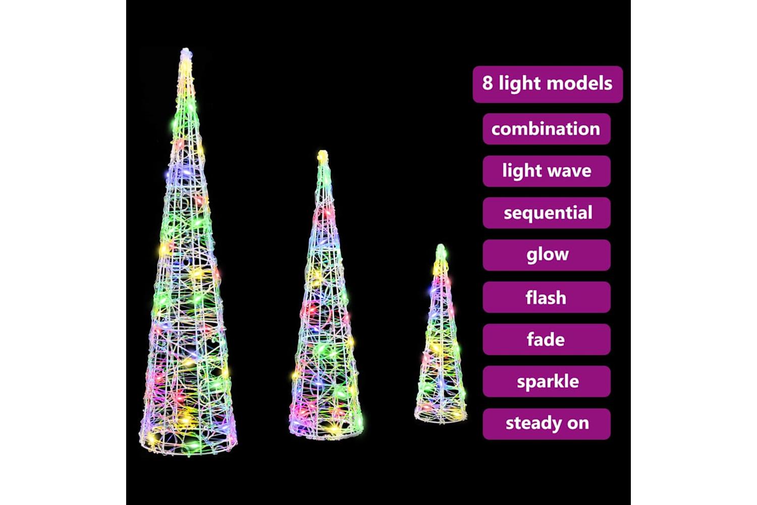 Vidaxl Christmas Tree 3 Pcs Multicolour 20 X 20 X 80 Cm Acrylic-7