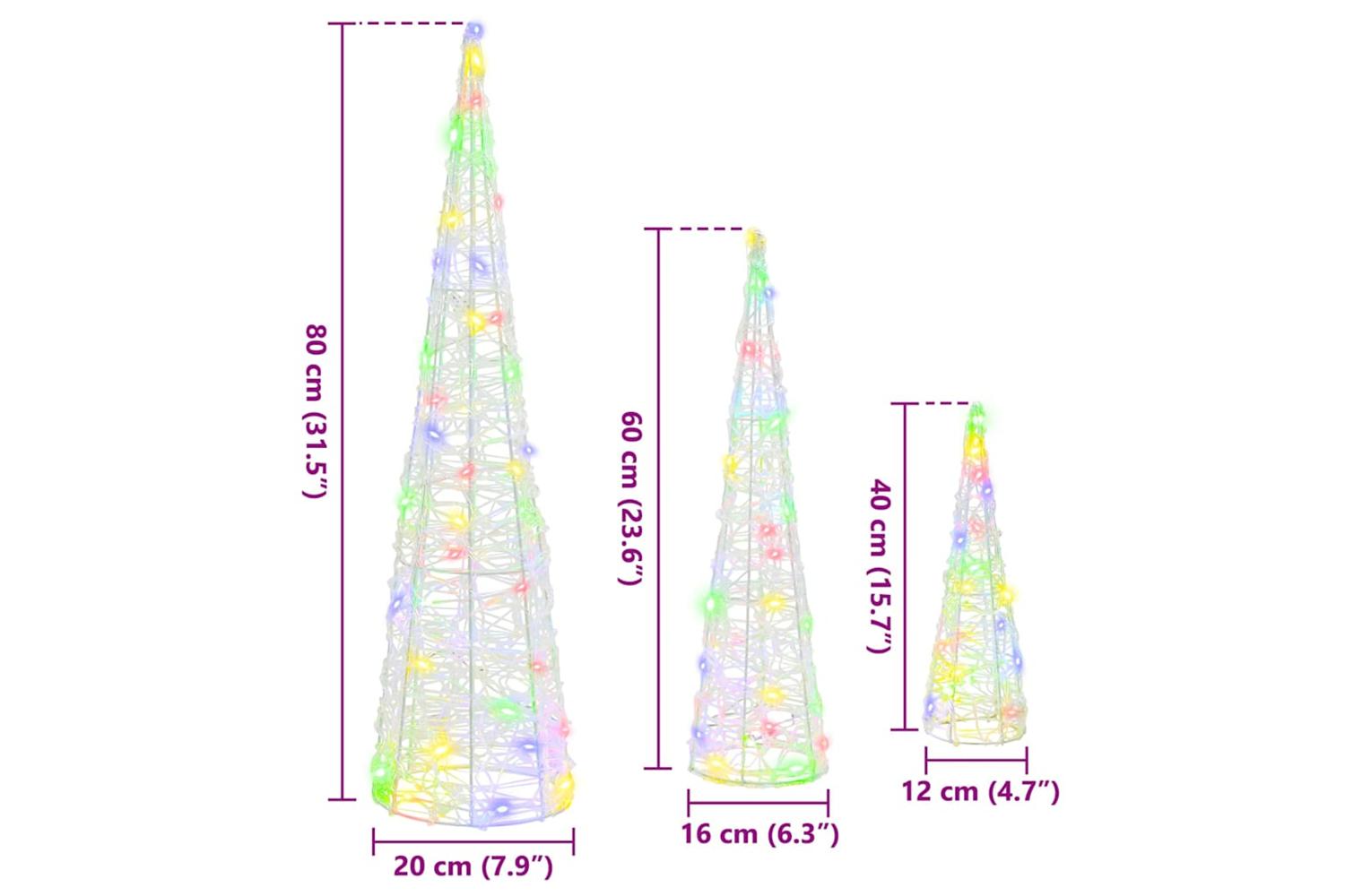 Vidaxl Christmas Tree 3 Pcs Multicolour 20 X 20 X 80 Cm Acrylic-8