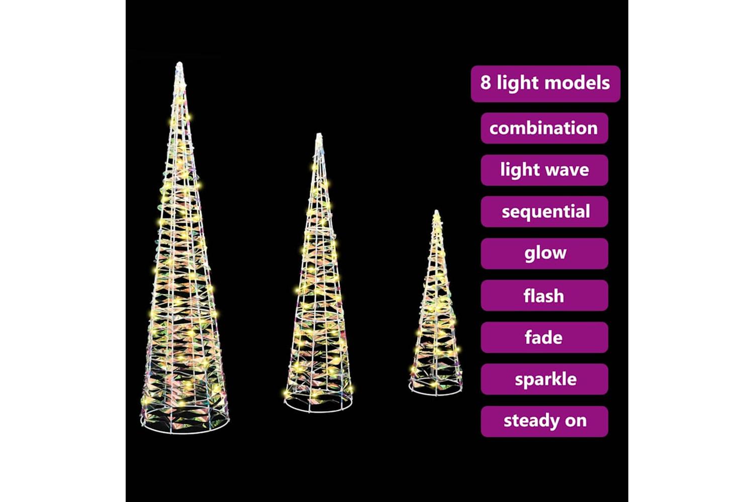 Vidaxl Christmas Tree 3 Pcs Warm White 20 X 20 X 80 Cm Pet-7