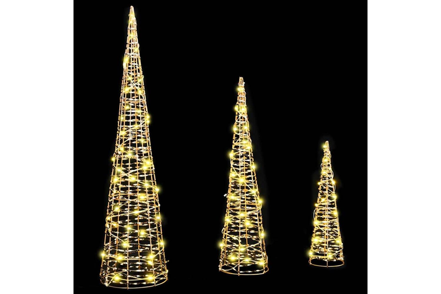 Vidaxl Christmas Tree 3 Pcs Warm White 20 X 20 X 80 Cm Pet-2