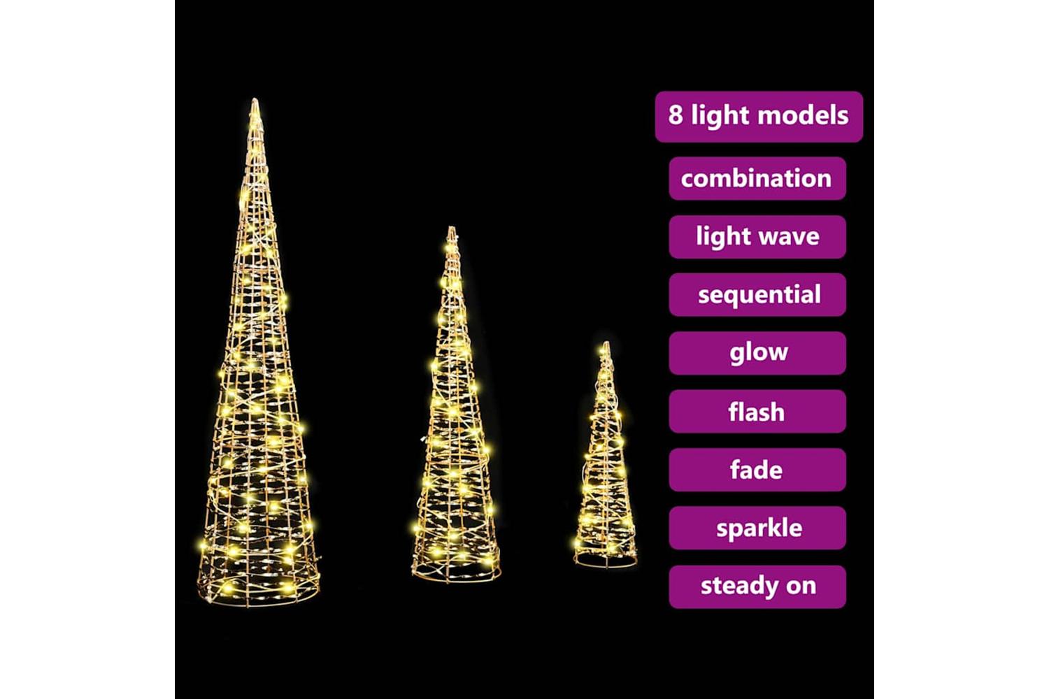 Vidaxl Christmas Tree 3 Pcs Warm White 20 X 20 X 80 Cm Pet-7