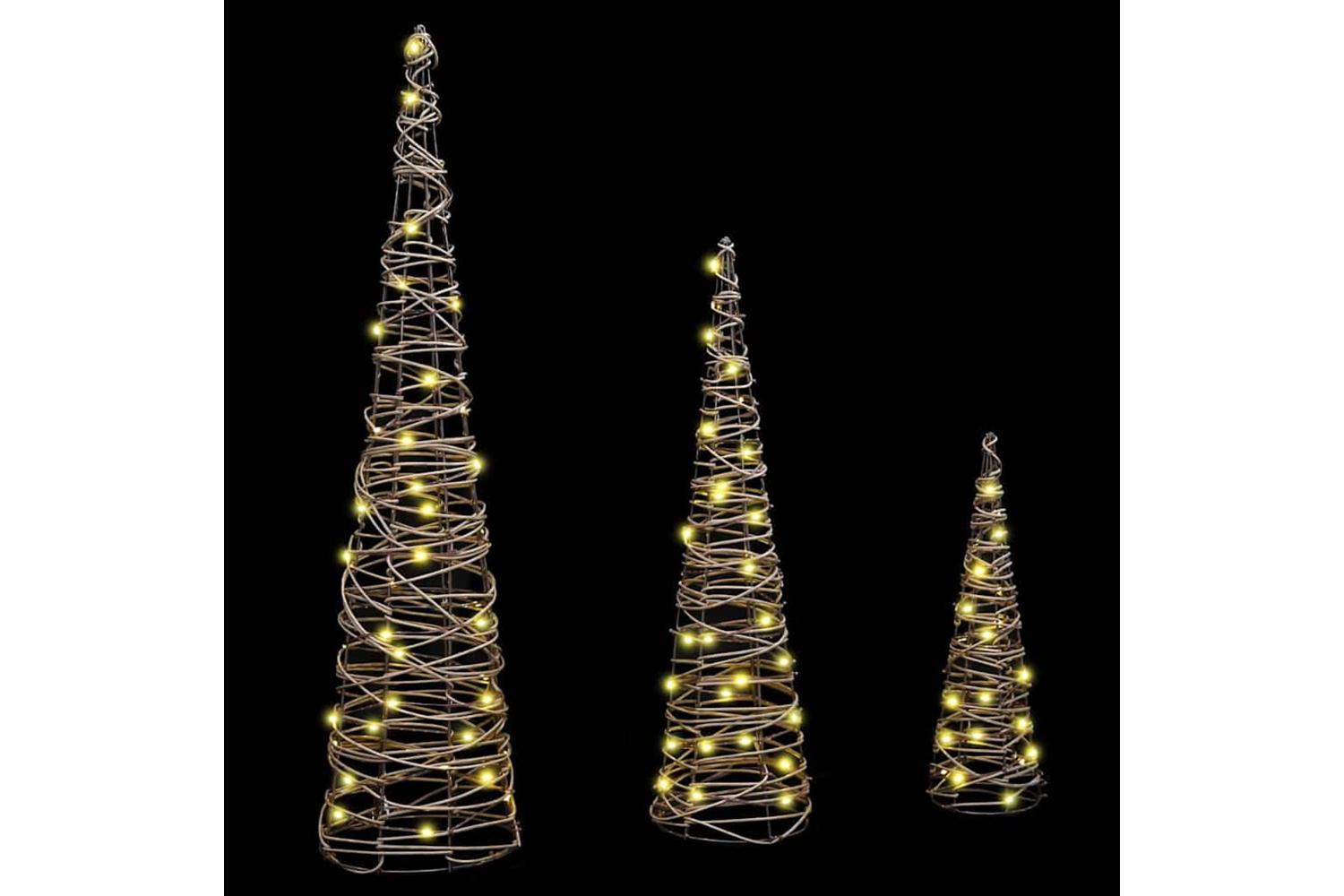 Vidaxl Christmas Tree 3 Pcs Warm White 20 X 20 X 80 Cm Rattan-2