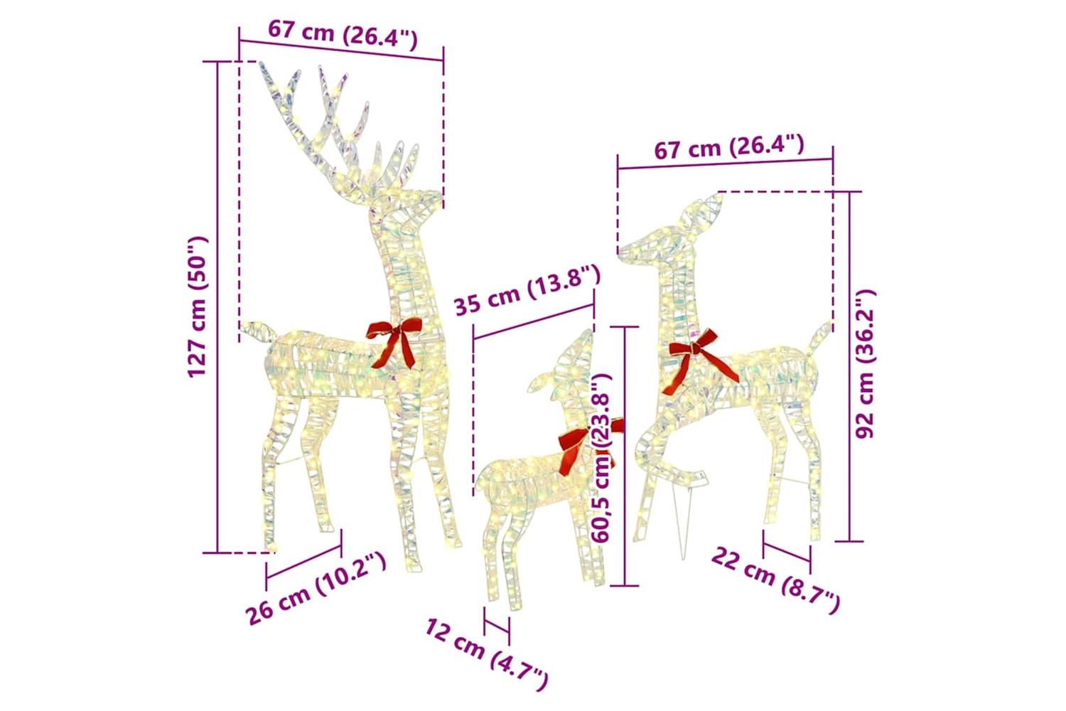 Vidaxl Reindeer Family 3 Pcs Warm White 67 X 26 X 127 Cm Pet-10