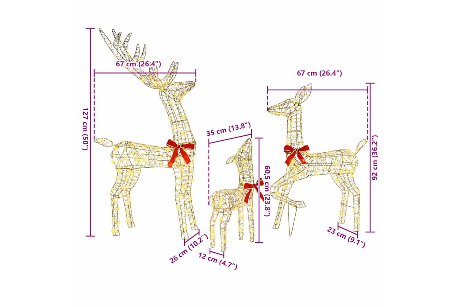 Vidaxl Reindeer Family 3 Pcs Warm White 67 X 26 X 127 Cm Pet-10