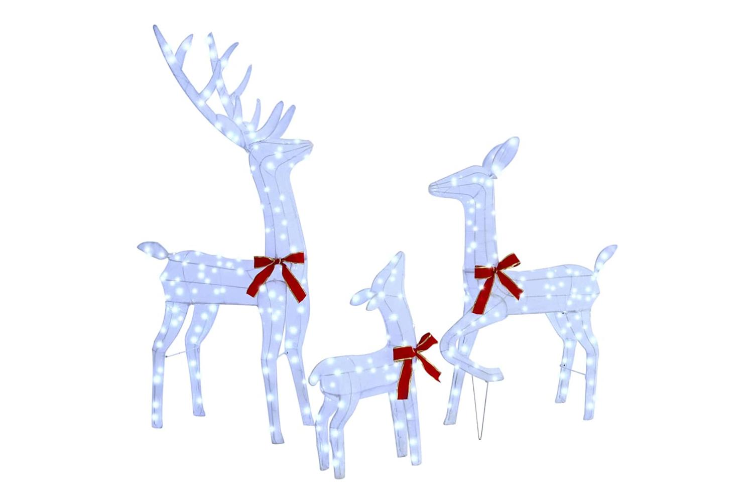 Vidaxl Reindeer Family 3 Pcs Cold White 68 X 26 X 127 Cm Fabric