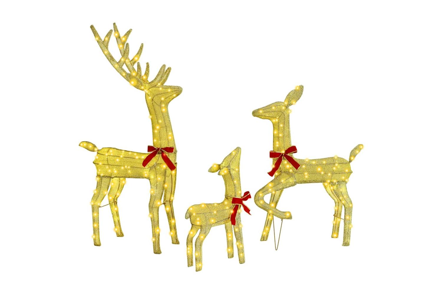 Vidaxl Reindeer Family 3 Pcs Warm White 68 X 26 X 127 Cm Fabric